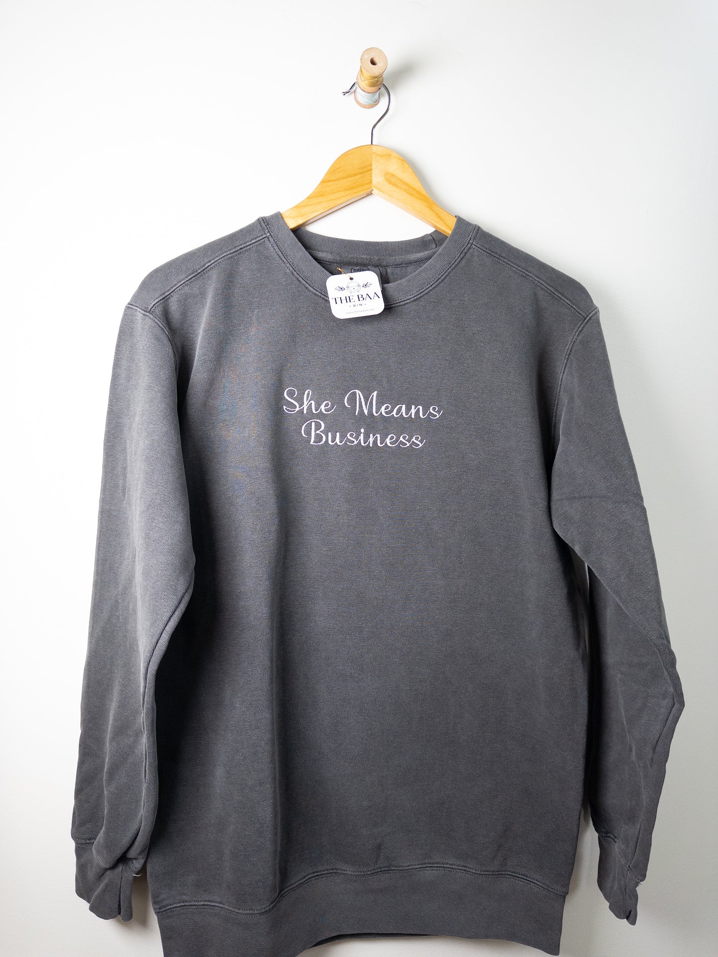 She Means Business Embroidered Sweatshirt