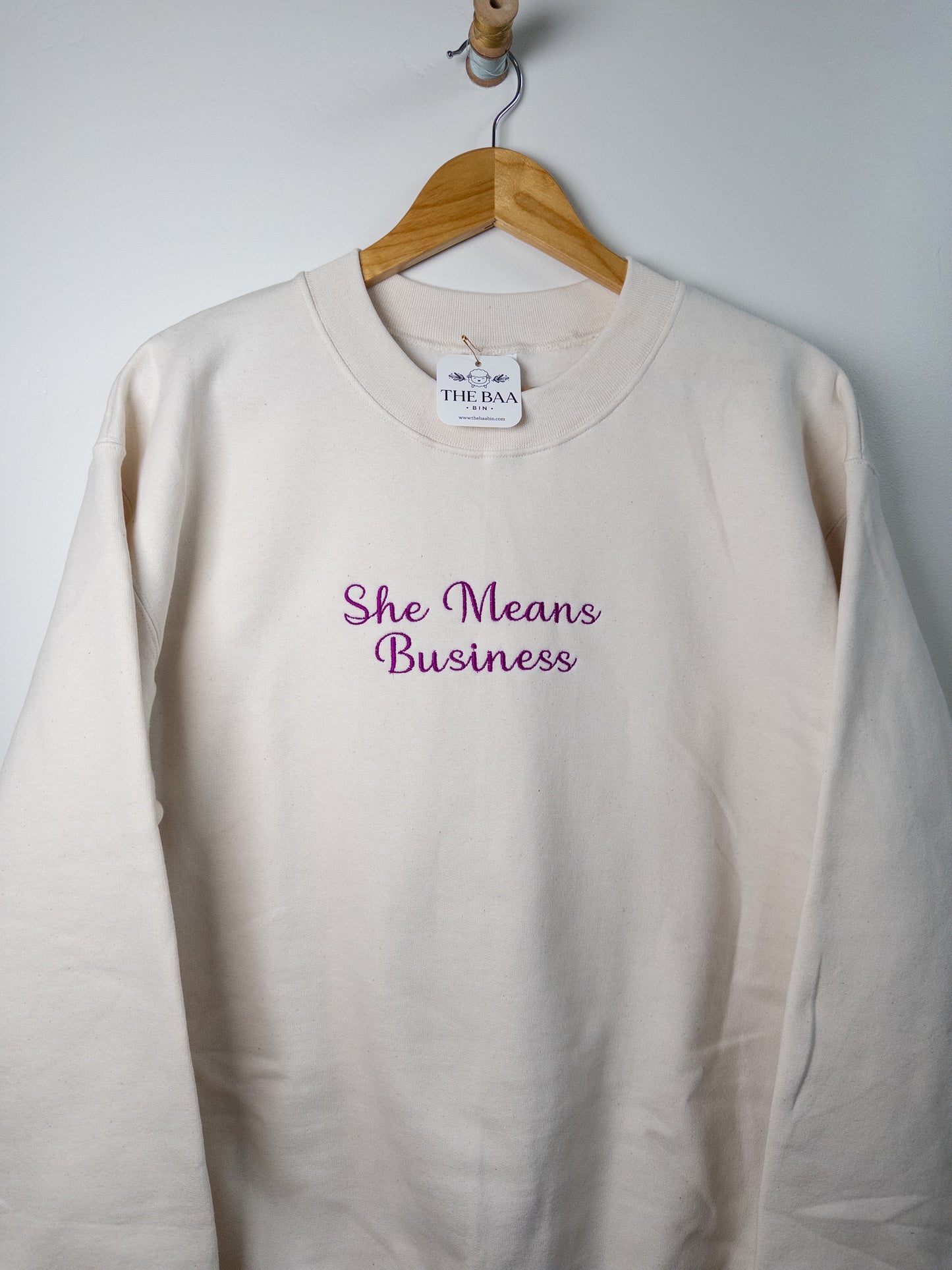 She Means Business Embroidered Sweatshirt