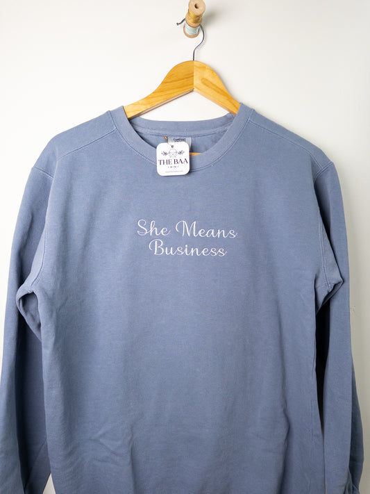 She Means Business Embroidered Sweatshirt