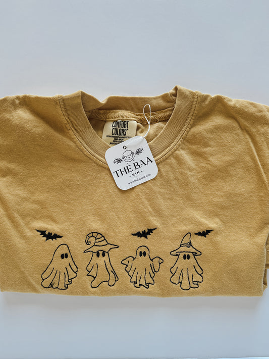 Halloween Ghosts + Bats Embroidered Tee