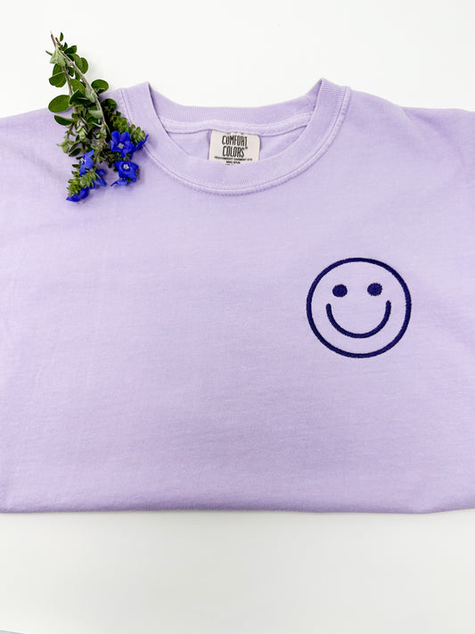 Smile Embroidered T-Shirt Middie Crop