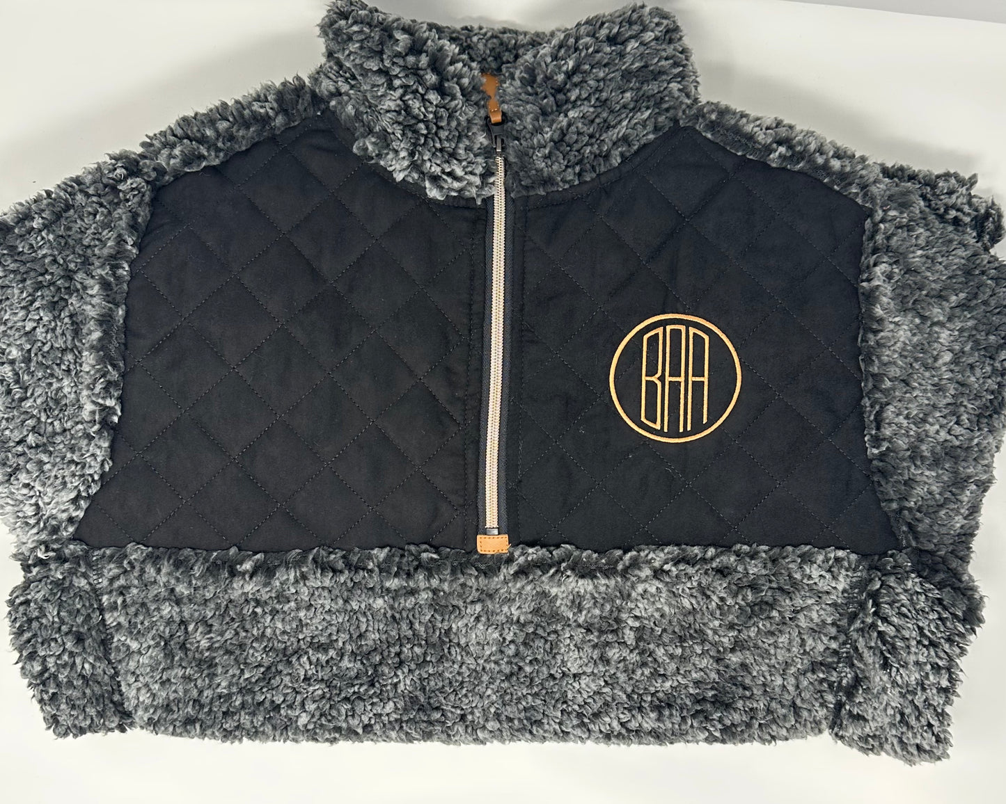 Monogram Embroidered Faux Sherpa Pullover