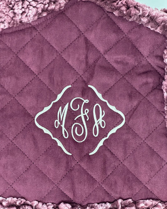 Monogram Embroidered Faux Sherpa Pullover