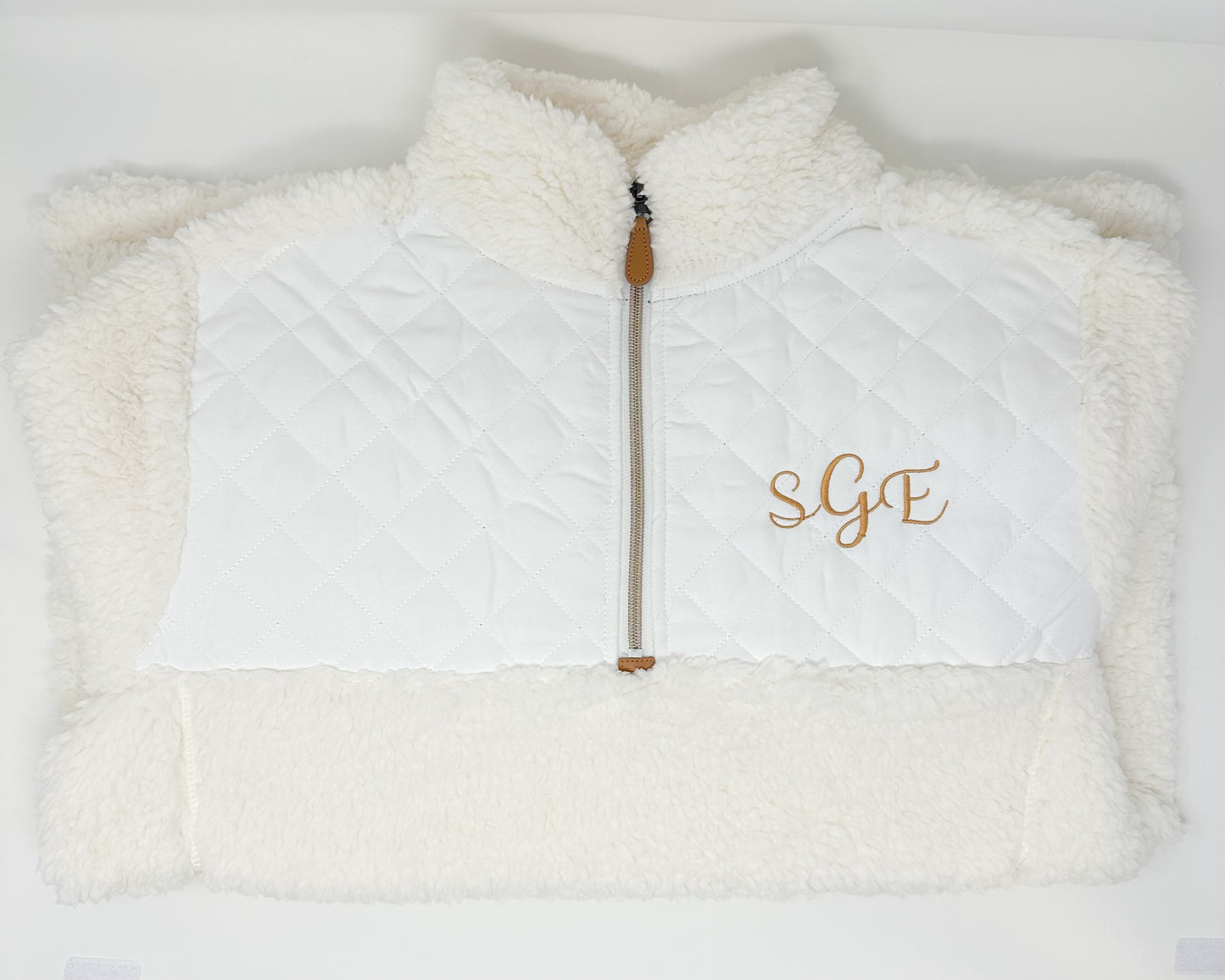 Monogram Embroidered Faux Sherpa Pullover