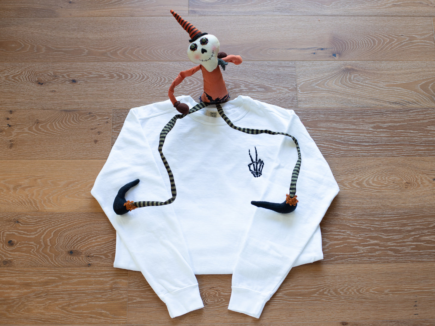 Halloween Skeletal Peace Sign Sweatshirt