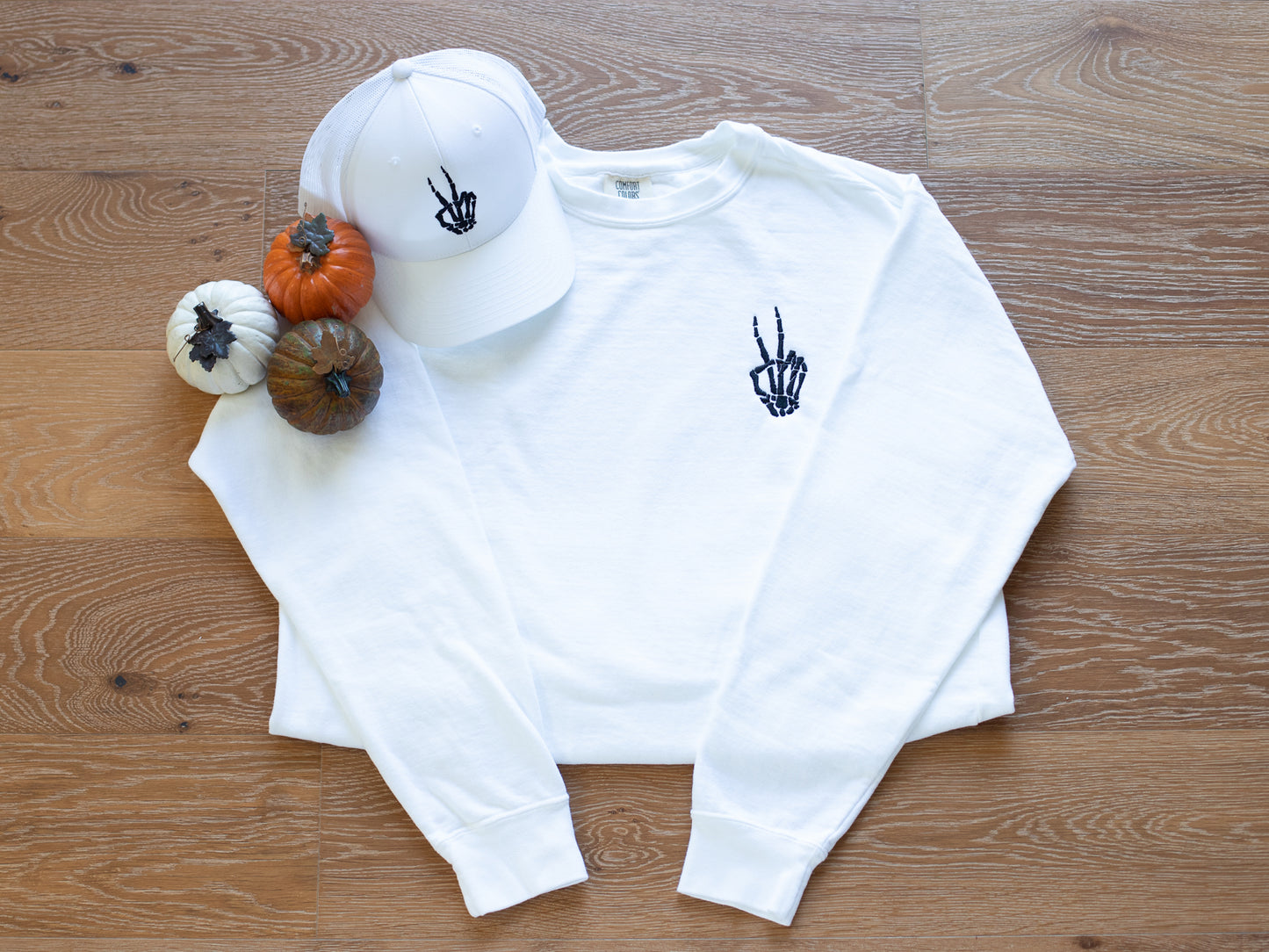 Halloween Skeletal Peace Sign Sweatshirt