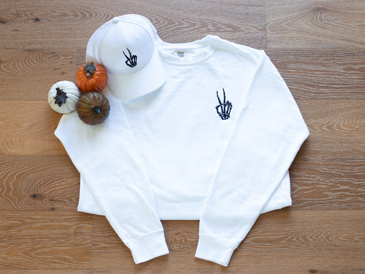 Halloween Skeletal Peace Sign Sweatshirt