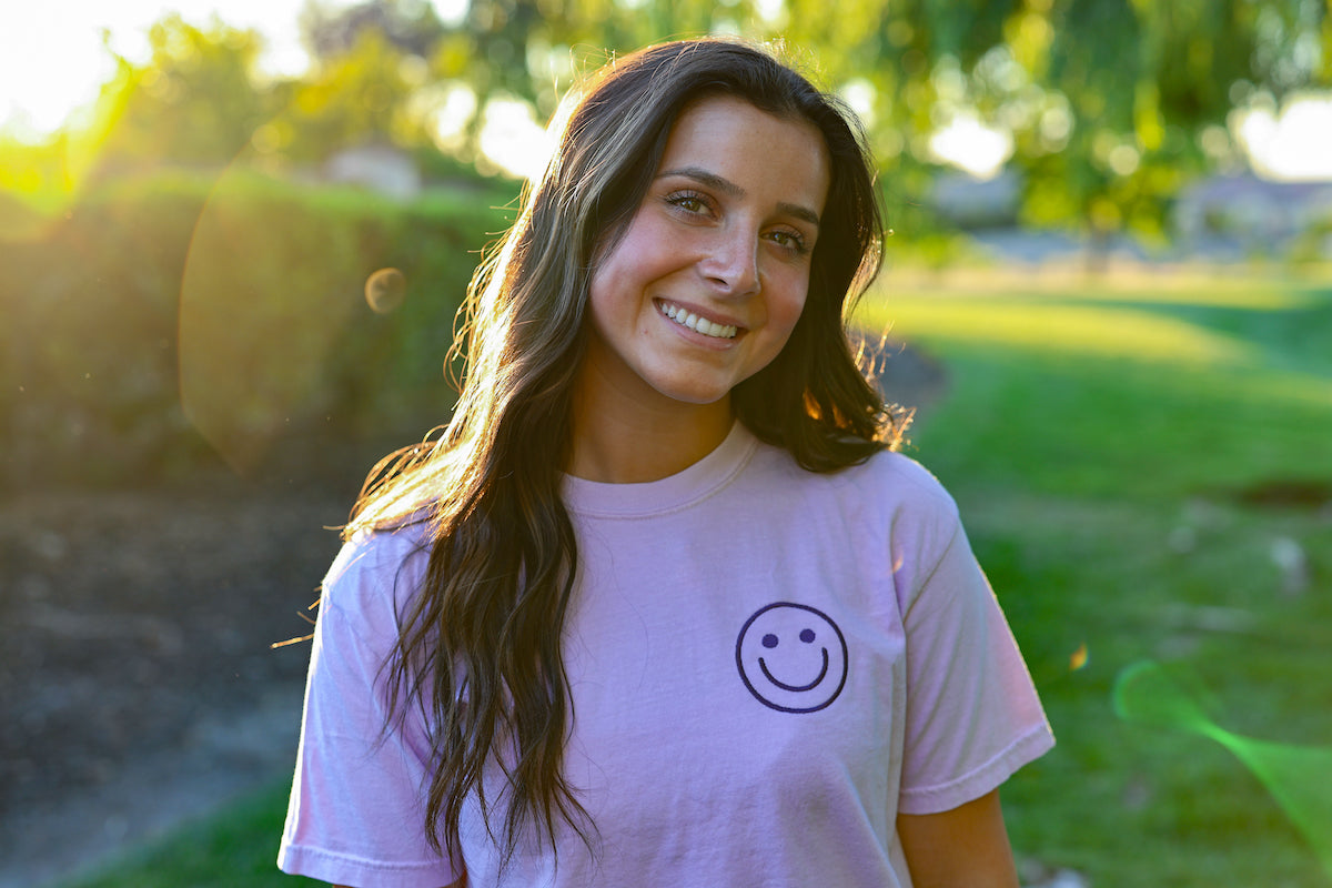 Smile Embroidered T-Shirt Middie Crop